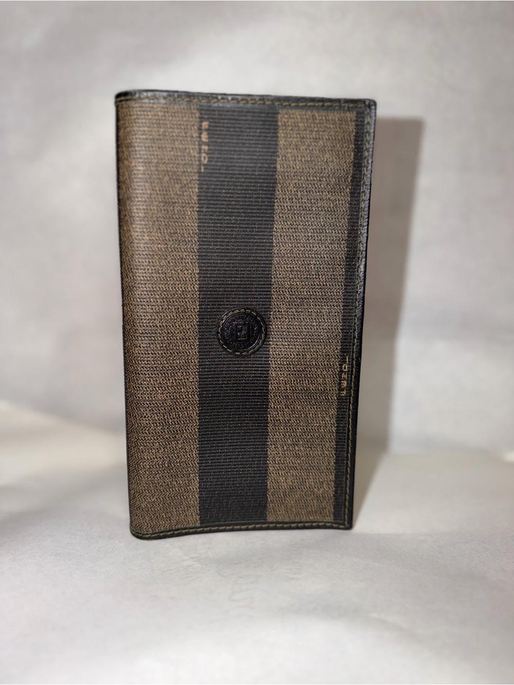 Fendi Brown and Black Vertical Stripe Long Wallet - Picture 1 of 16